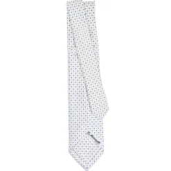 CRAVATTA SARTORIALE 9 PIEGHE IN SETA BIANCA Microfantasia fiore