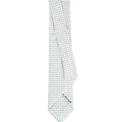 CRAVATTA SARTORIALE 5 PIEGHE IN SETA BIANCA Microfantasia fiore