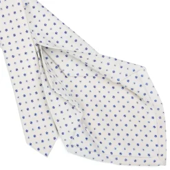 CRAVATTA SARTORIALE 5 PIEGHE IN SETA BIANCA Microfantasia fiore