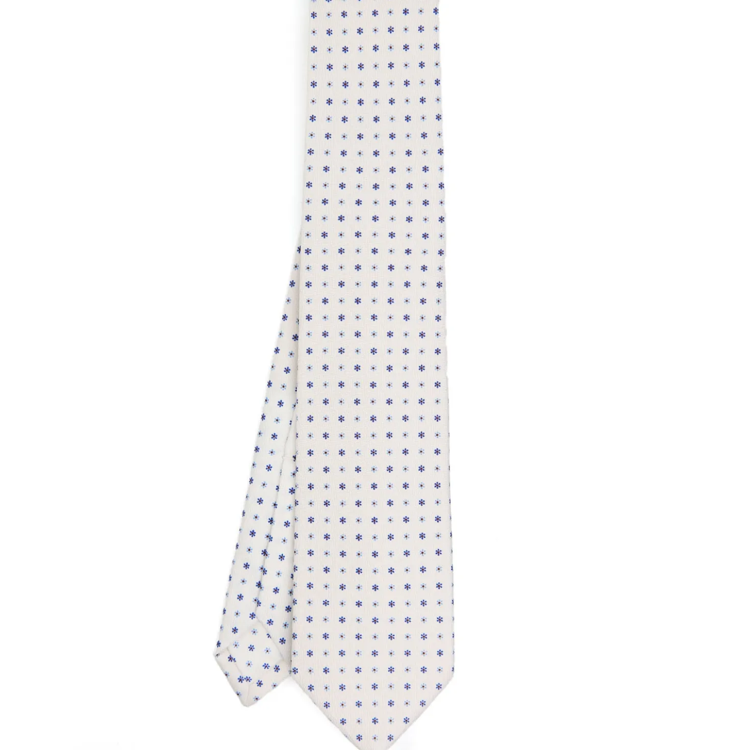 CRAVATTA SARTORIALE 5 PIEGHE IN SETA BIANCA Microfantasia fiore