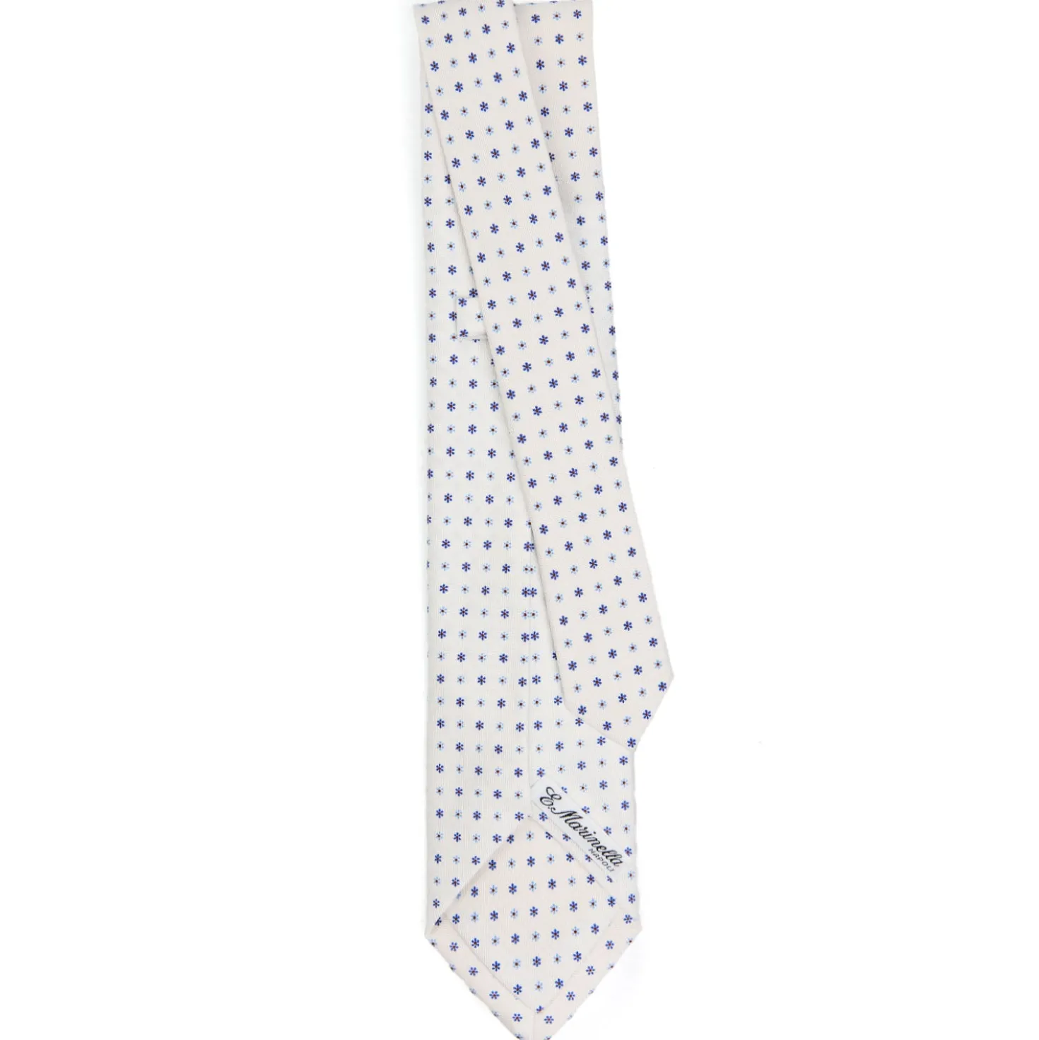 CRAVATTA SARTORIALE 5 PIEGHE IN SETA BIANCA Microfantasia fiore
