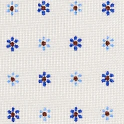 CRAVATTA SARTORIALE 5 PIEGHE IN SETA BIANCA Microfantasia fiore