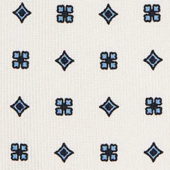 CRAVATTA SARTORIALE 5 PIEGHE IN SETA BIANCA Microfantasia fiore