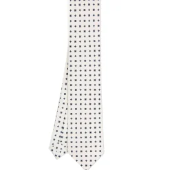CRAVATTA SARTORIALE 9 PIEGHE IN SETA BIANCA Microfantasia fiore