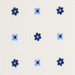 CRAVATTA SARTORIALE 9 PIEGHE IN SETA BIANCA Microfantasia fiore