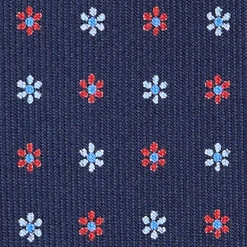 CRAVATTA SARTORIALE 9 PIEGHE IN SETA BLU SCURO Microfantasia fiore