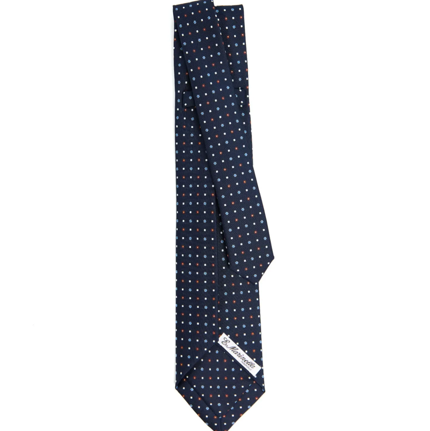 CRAVATTA SARTORIALE 9 PIEGHE IN SETA BLU SCURO Microfantasia fiore