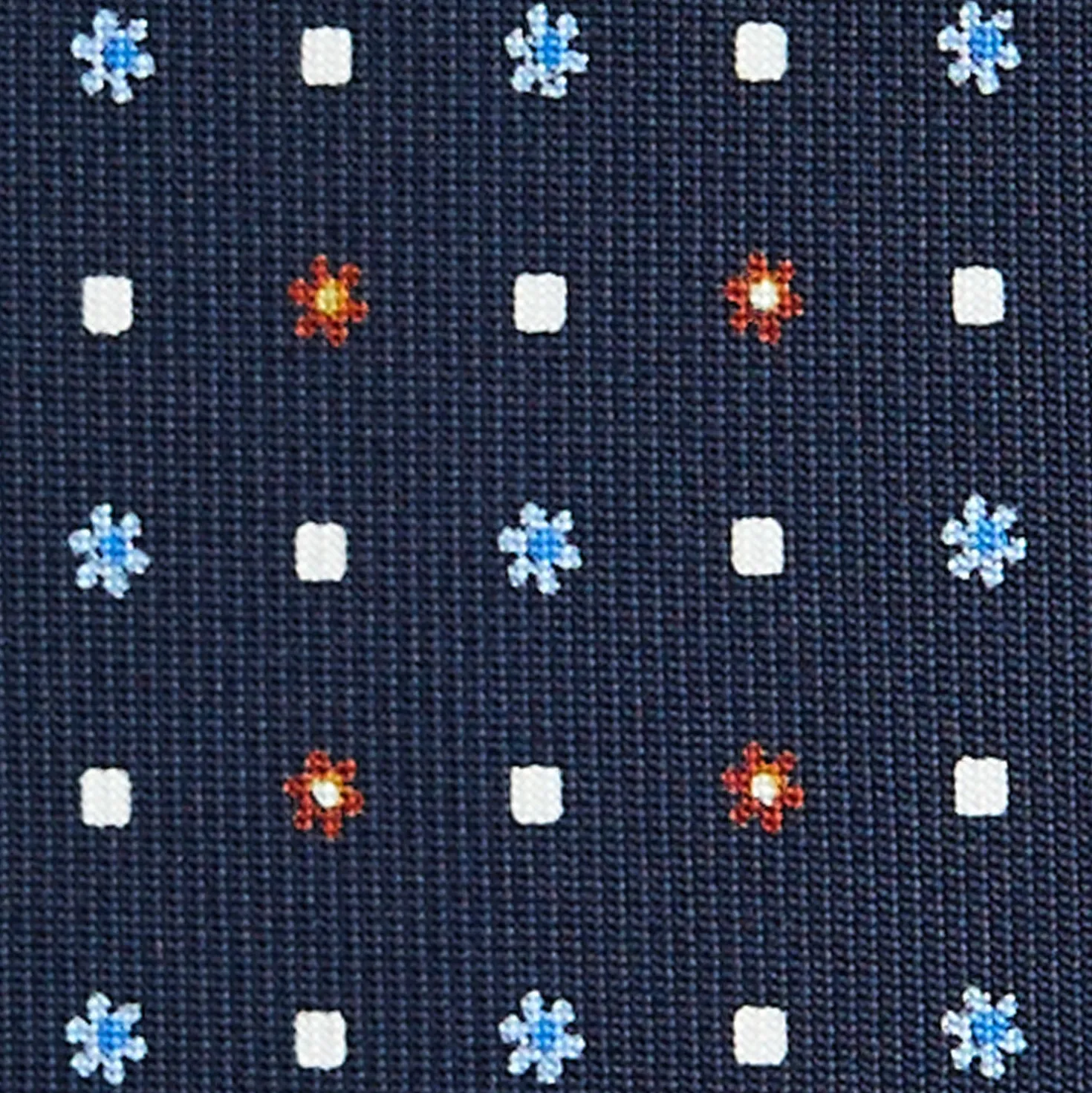 CRAVATTA SARTORIALE 9 PIEGHE IN SETA BLU SCURO Microfantasia fiore