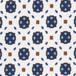 CRAVATTA SARTORIALE 9 PIEGHE IN SETA BIANCA Microfantasia fiore