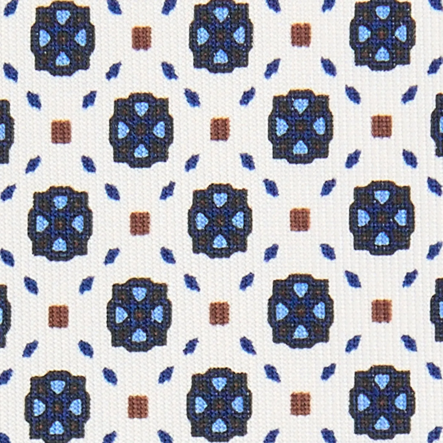 CRAVATTA SARTORIALE 9 PIEGHE IN SETA BIANCA Microfantasia fiore