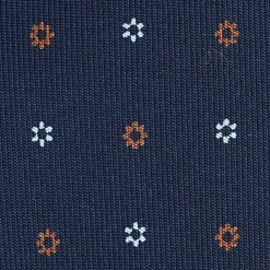 CRAVATTA SARTORIALE 7 PIEGHE IN SETA BLU SCURO Microfantasia fiore