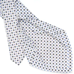 CRAVATTA SARTORIALE 5 PIEGHE IN SETA BIANCA Microfantasia fiore