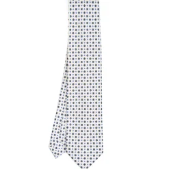 CRAVATTA SARTORIALE 5 PIEGHE IN SETA BIANCA Microfantasia fiore