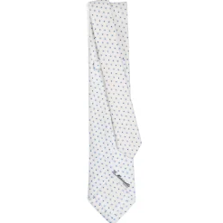 CRAVATTA SARTORIALE 5 PIEGHE IN SETA BIANCA Microfantasia fiore