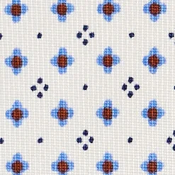 CRAVATTA SARTORIALE 9 PIEGHE IN SETA BIANCA Microfantasia fiore