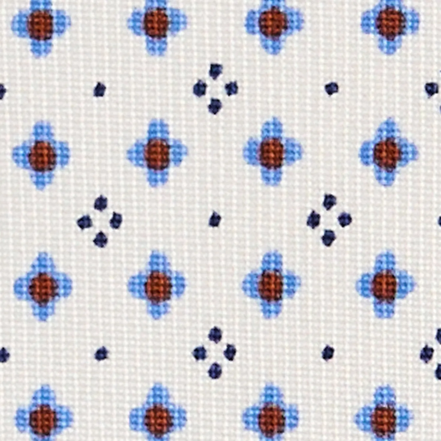 CRAVATTA SARTORIALE 9 PIEGHE IN SETA BIANCA Microfantasia fiore