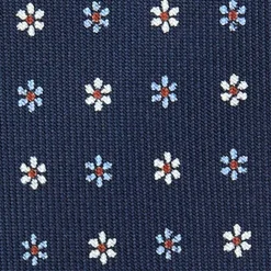 CRAVATTA SARTORIALE 9 PIEGHE IN SETA BLU SCURO Microfantasia fiore