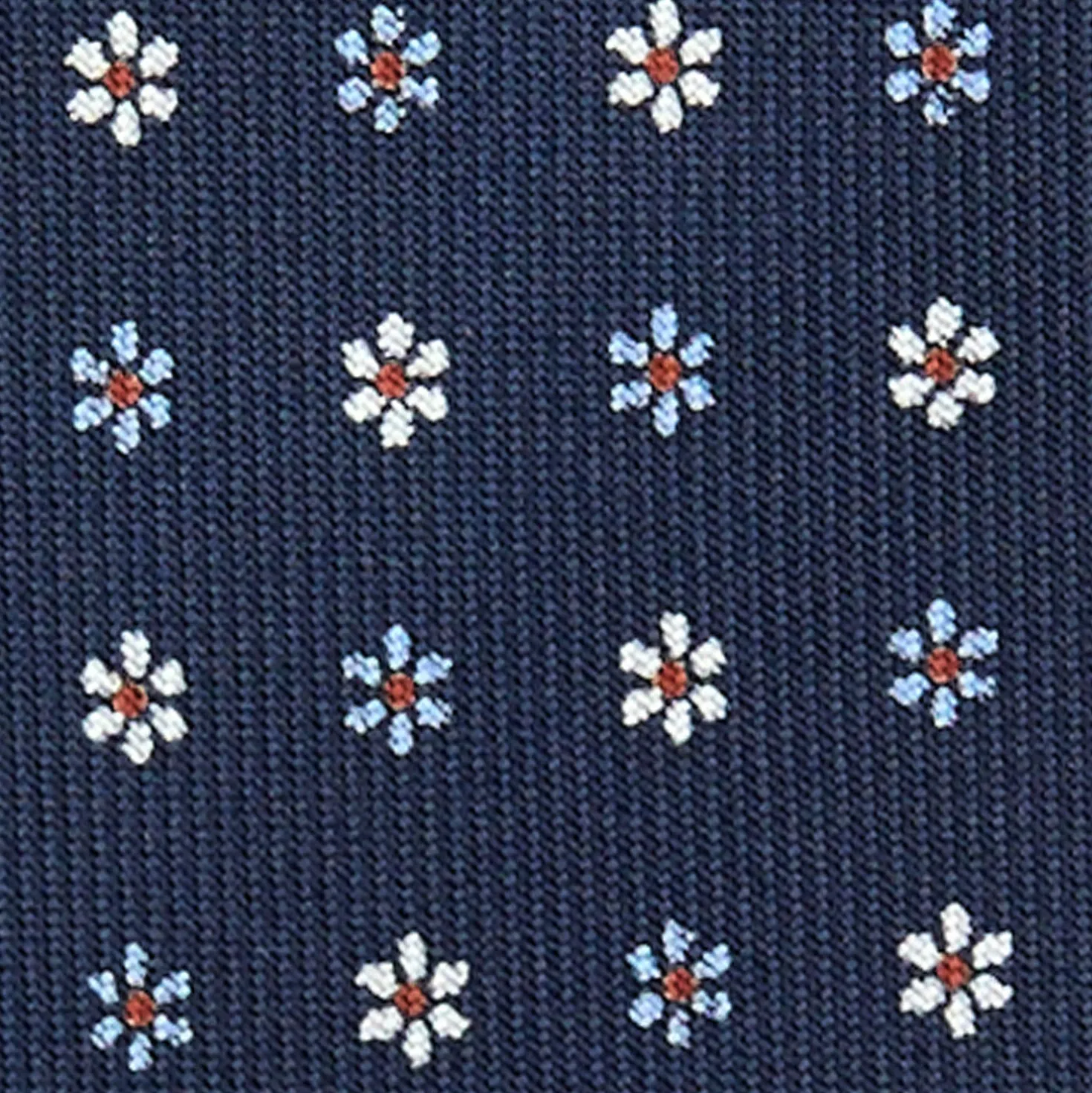 CRAVATTA SARTORIALE 9 PIEGHE IN SETA BLU SCURO Microfantasia fiore