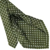 CRAVATTA SARTORIALE 9 PIEGHE IN SETA VERDE OLIVA Microfantasia fiore