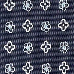 CRAVATTA SARTORIALE 9 PIEGHE IN SETA BLU SCURO Microfantasia fiore