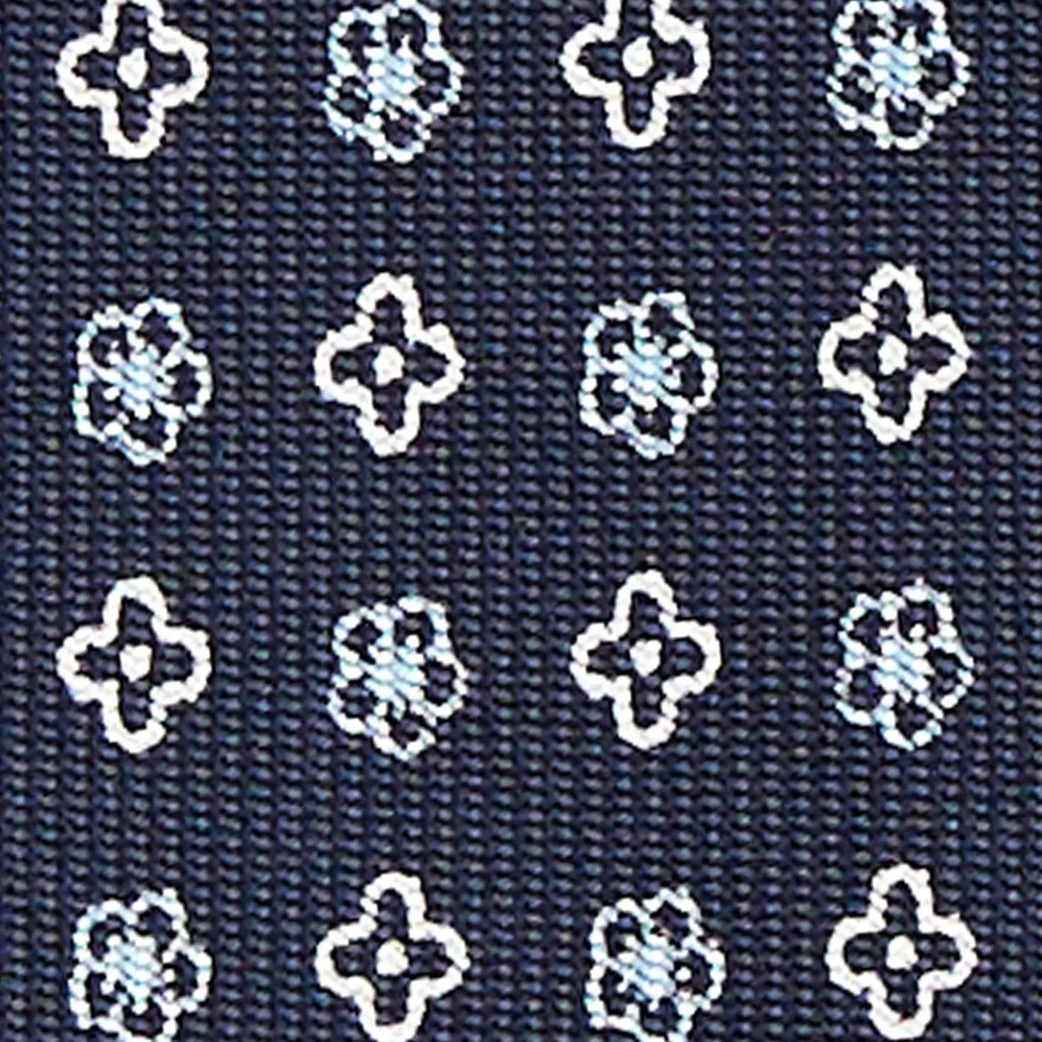 CRAVATTA SARTORIALE 9 PIEGHE IN SETA BLU SCURO Microfantasia fiore