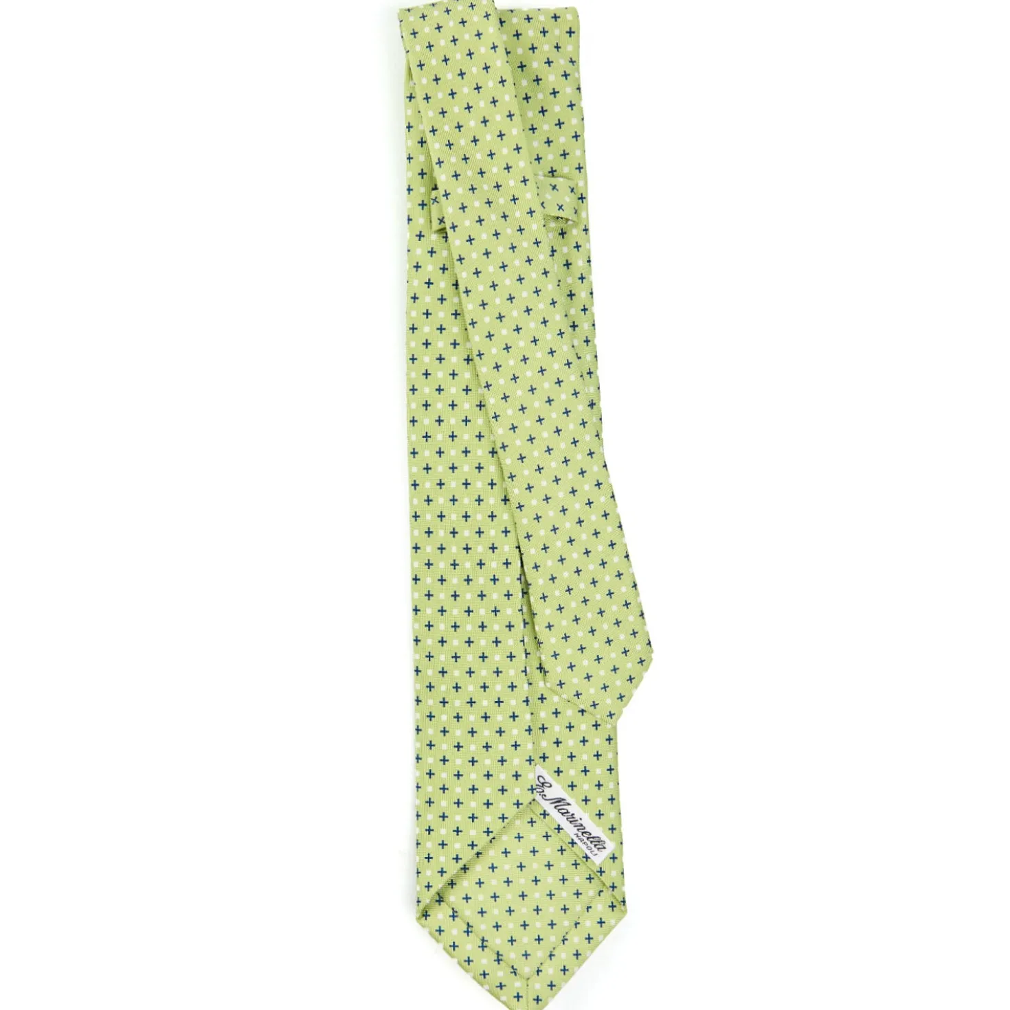 CRAVATTA SARTORIALE 9 PIEGHE IN SETA VERDE CHIARO Microfantasia fiore
