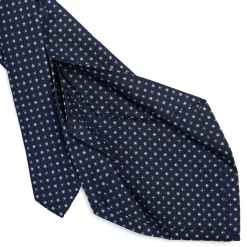 CRAVATTA SARTORIALE 5 PIEGHE IN SETA BLU SCUROMicrofantasia fiore