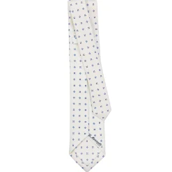 CRAVATTA SARTORIALE 7 PIEGHE IN SETA BIANCA Microfantasia fiore