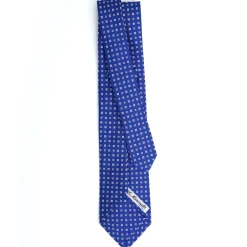 CRAVATTA SARTORIALE 5 PIEGHE IN SETA BLUETTE Microfantasia fiore