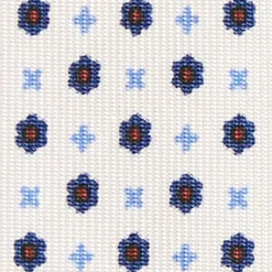 CRAVATTA SARTORIALE 5 PIEGHE IN SETA BIANCA Microfantasia fiore