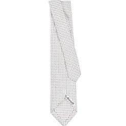 CRAVATTA SARTORIALE 7 PIEGHE IN SETA BIANCA Microfantasia fiore