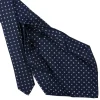 CRAVATTA SARTORIALE 9 PIEGHE IN SETA BLU SCURO Microfantasia fiore