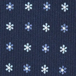CRAVATTA SARTORIALE 9 PIEGHE IN SETA BLU SCURO Microfantasia fiore