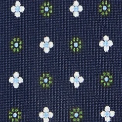 CRAVATTA SARTORIALE 7 PIEGHE IN SETA BLU SCURO Microfantasia fiore