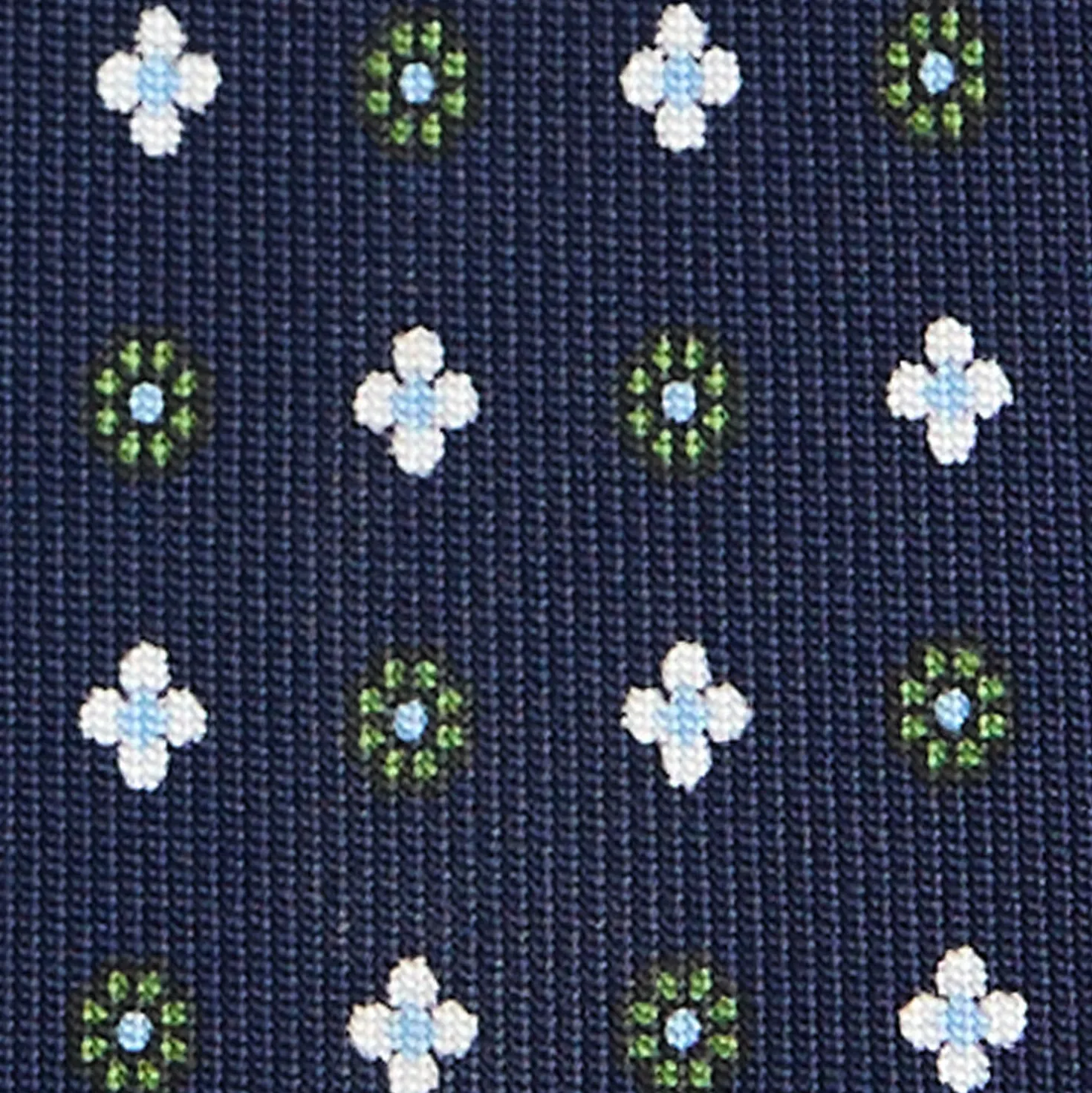 CRAVATTA SARTORIALE 7 PIEGHE IN SETA BLU SCURO Microfantasia fiore