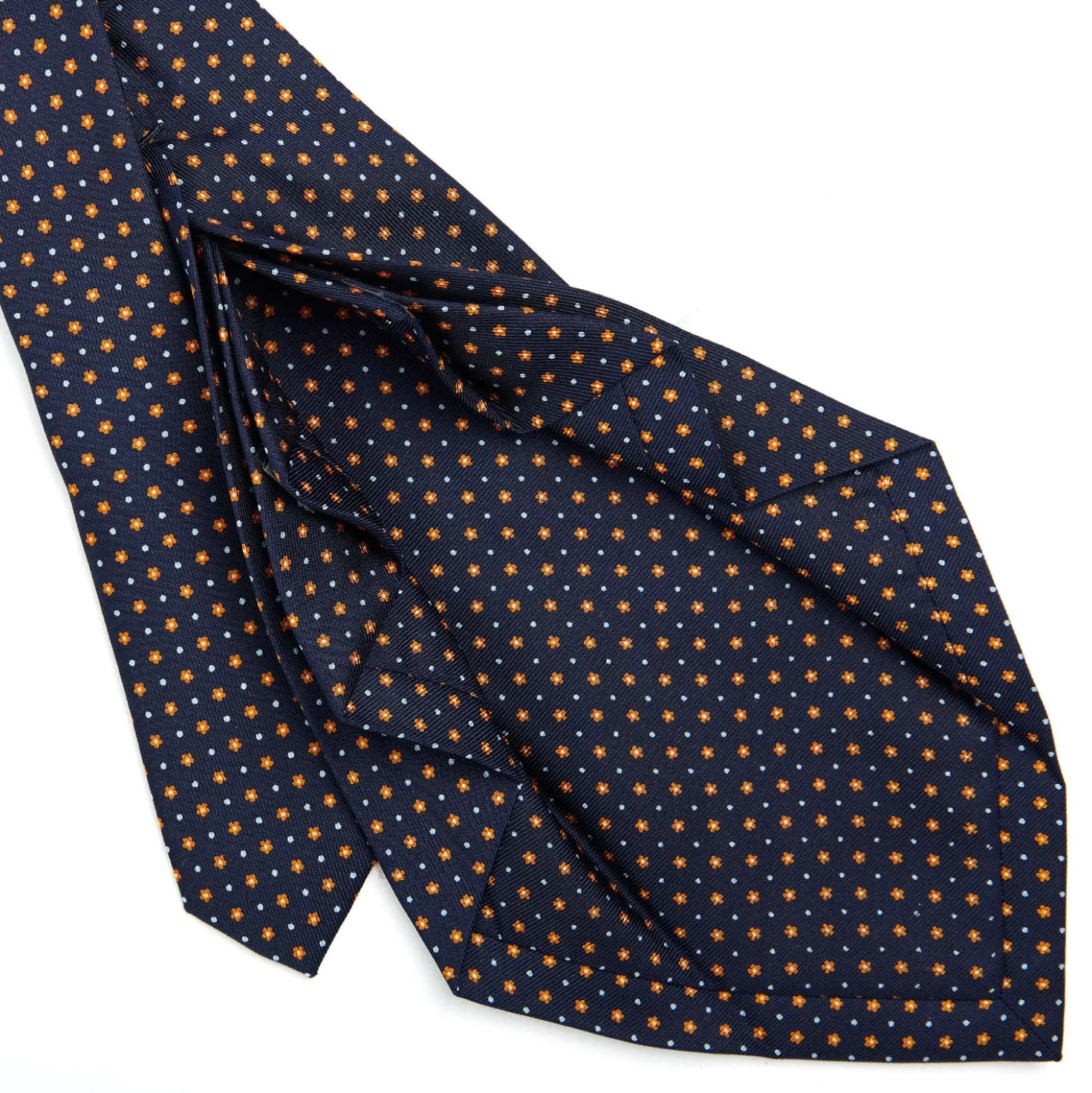 CRAVATTA SARTORIALE 9 PIEGHE IN SETA BLU SCURO Microfantasia fiore