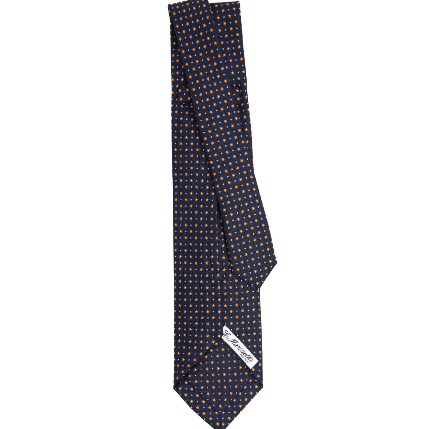 CRAVATTA SARTORIALE 9 PIEGHE IN SETA BLU SCURO Microfantasia fiore