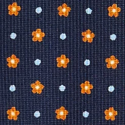 CRAVATTA SARTORIALE 9 PIEGHE IN SETA BLU SCURO Microfantasia fiore