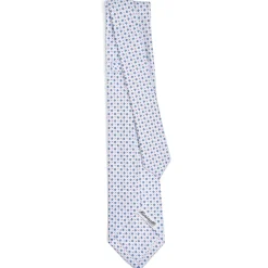 CRAVATTA SARTORIALE 7 PIEGHE IN SETA BIANCA Microfantasia fiore