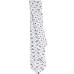 CRAVATTA SARTORIALE 5 PIEGHE IN SETA BIANCA Microfantasia fiore