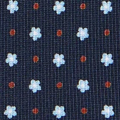 CRAVATTA SARTORIALE 9 PIEGHE IN SETA BLU SCURO Microfantasia fiore