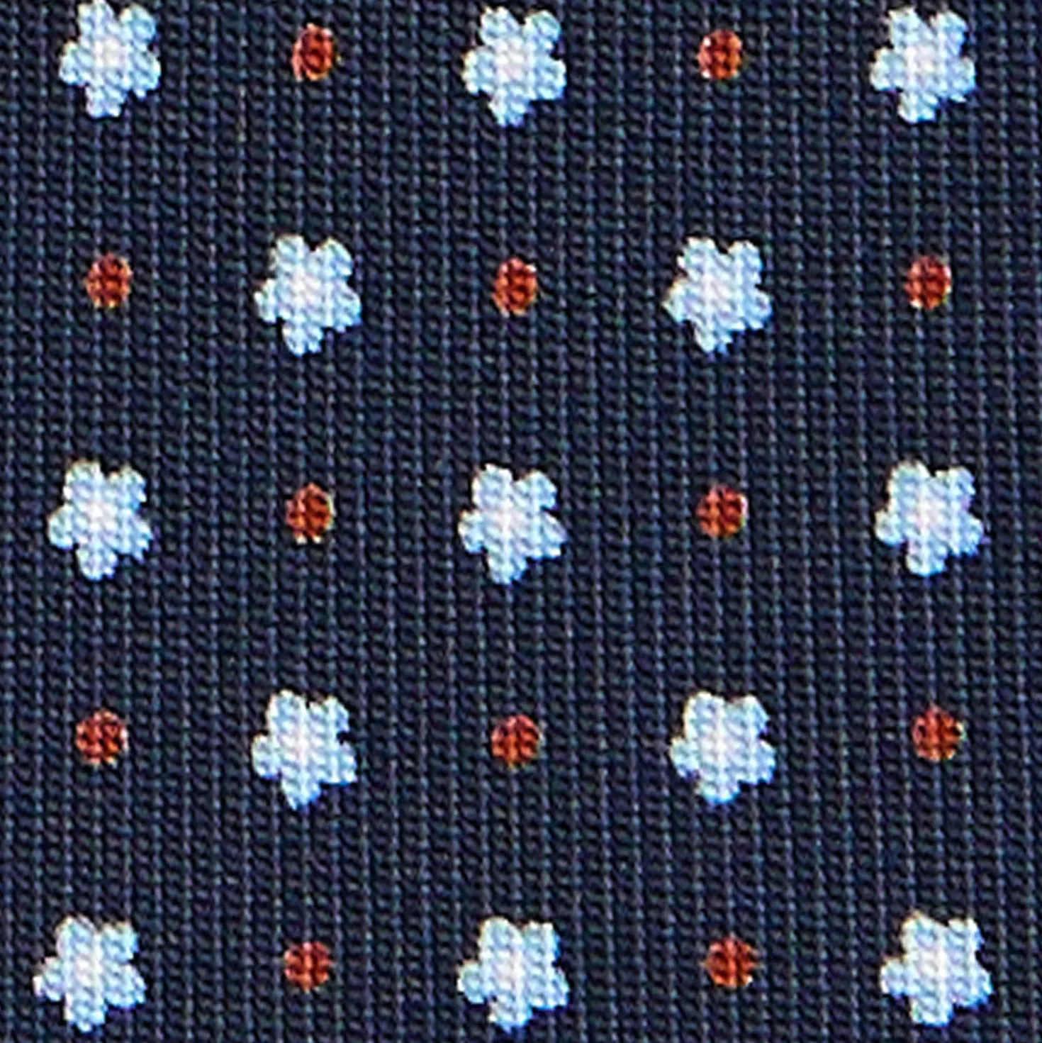 CRAVATTA SARTORIALE 9 PIEGHE IN SETA BLU SCURO Microfantasia fiore