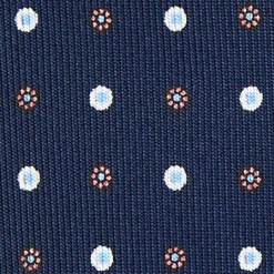 CRAVATTA SARTORIALE 9 PIEGHE IN SETA BLU SCURO Microfantasia fiore