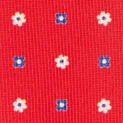 CRAVATTA SARTORIALE 9 PIEGHE IN SETA ROSSA Microfantasia fiore