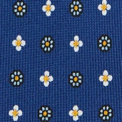 CRAVATTA SARTORIALE 7 PIEGHE IN SETA BLU Microfantasia fiore
