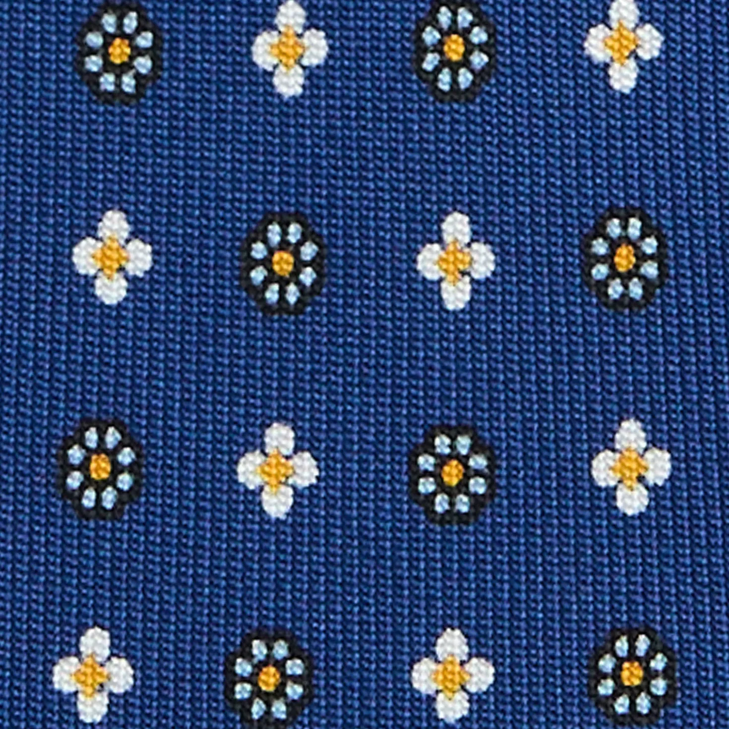 CRAVATTA SARTORIALE 7 PIEGHE IN SETA BLU Microfantasia fiore
