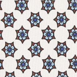 CRAVATTA SARTORIALE 7 PIEGHE IN SETA BIANCA Microfantasia fiore