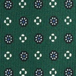 CRAVATTA SARTORIALE 5 PIEGHE IN SETA VERDE SCURO Microfantasia fiore