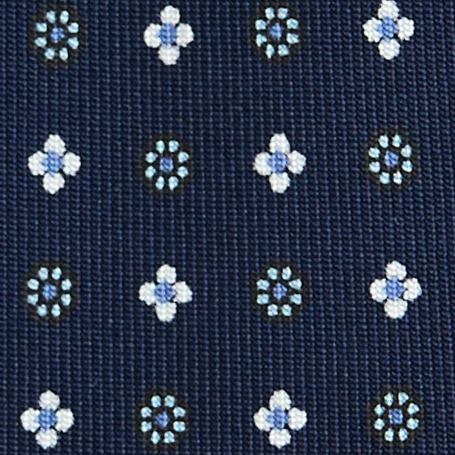 CRAVATTA SARTORIALE 7 PIEGHE IN SETA BLU SCURO Microfantasia fiore