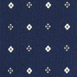 CRAVATTA SARTORIALE 5 PIEGHE IN SETA BLU SCUROMicrofantasia fiore